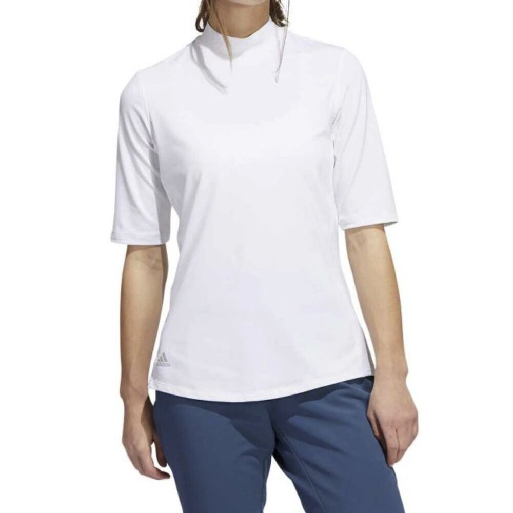 Adidas White Mock Neck Golf Polo UPF 50 Recycled Size L - NWT
